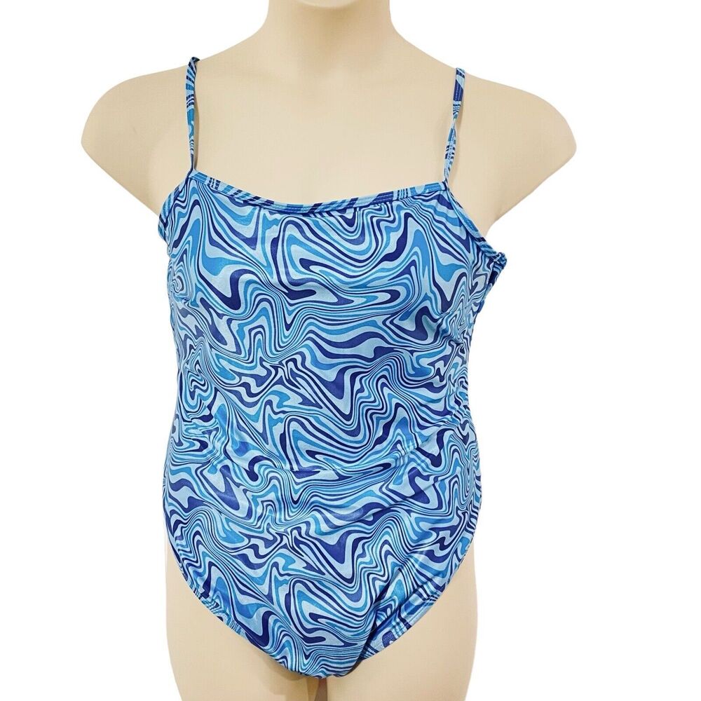 NEW Brave Soul London Women's  SIZE 18 Blue Swirl Swim Bathing Suit NWT